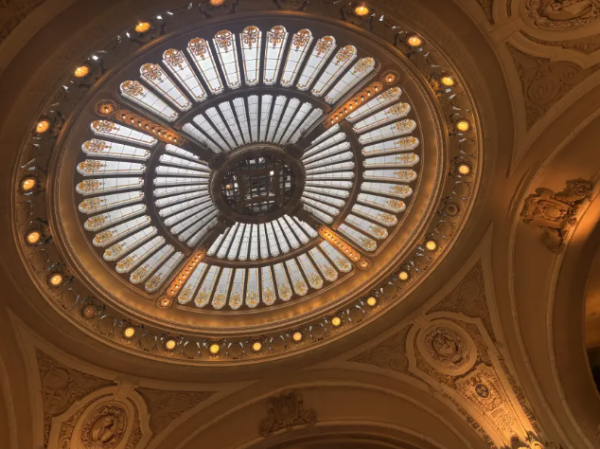 Intricate ceilings made from Tiffany glass.
