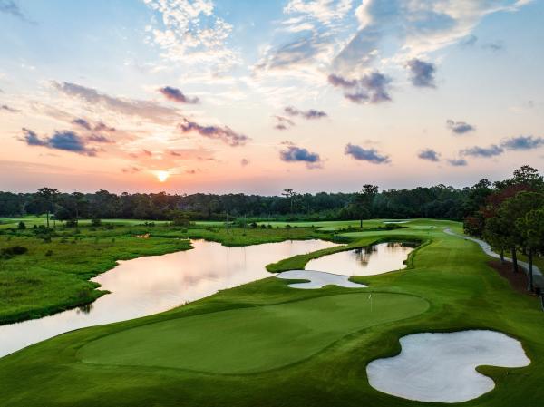 Golf course green with sand trap