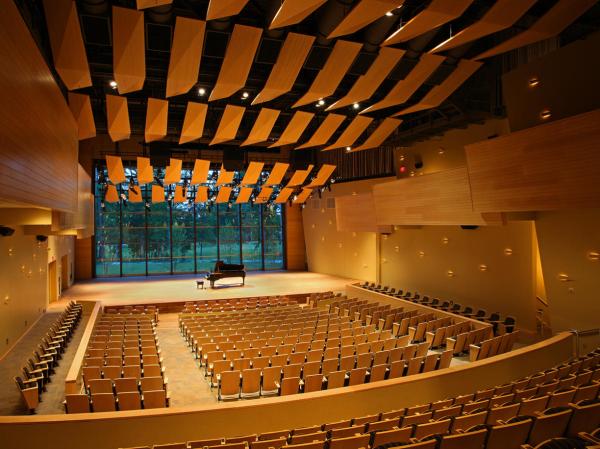 Distance shot of the interior of the empty Arthur Zankel Music Center
