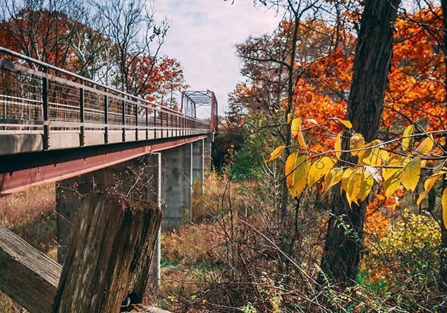 McCloud Nature Park Bridge in North Salem of Hendricks County in autumn