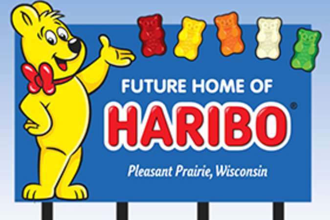 Haribo's Pleasant Prairie Sign with Gummy Bear