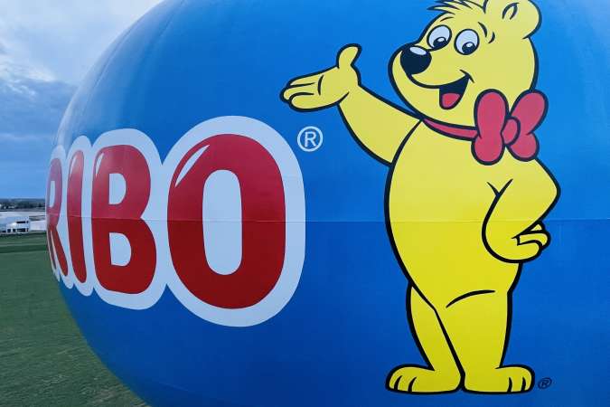 HARIBO gummi Gold Bear featured on a water tower tank in Pleasant Prairie, WI.