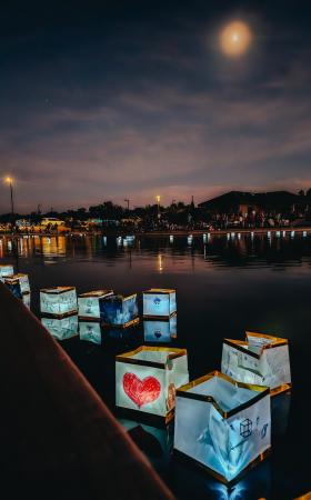 Water Lights at Night at Las Colonias