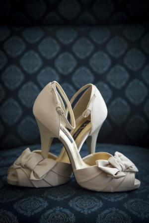 white bow shoes details Wyoming wedding