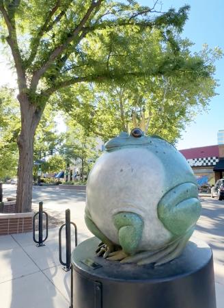 View of a Frog Statue as part of Art on the Corner
