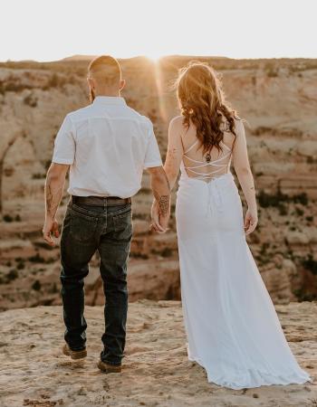 Couple in Wedding Attire on Colorado National Monument