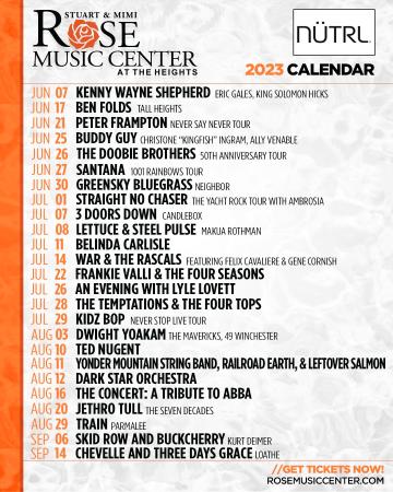 Rose Music Center at the Heights full 2023 concert schedule