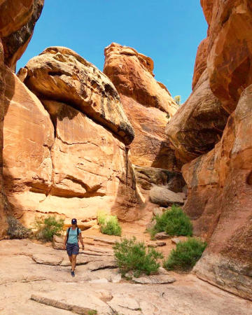 Person walking through Devils Kitchen