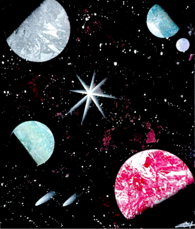Galaxy Painting with Red Space