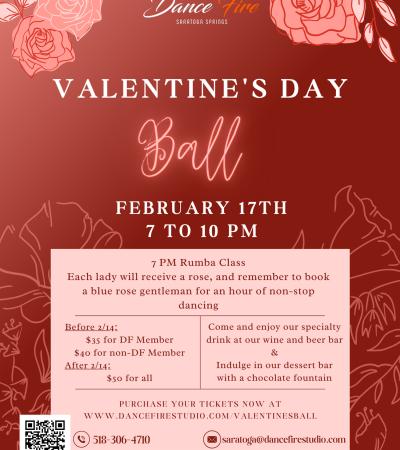 Event flyer for Valentine's Day Ball