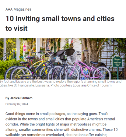 AAA inviting small towns and cities to visit