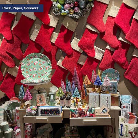 Rock, Paper, Scissors holiday display