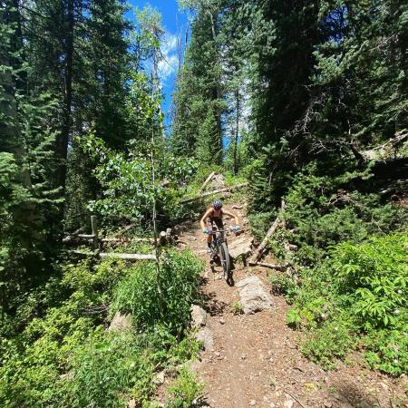 Biking down Kannah Creek Trail on Grand Mesa