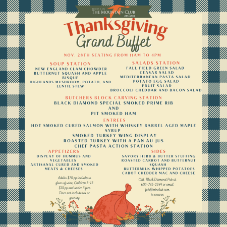 Mountain Club on Loon Thanksgiving Grand Buffet