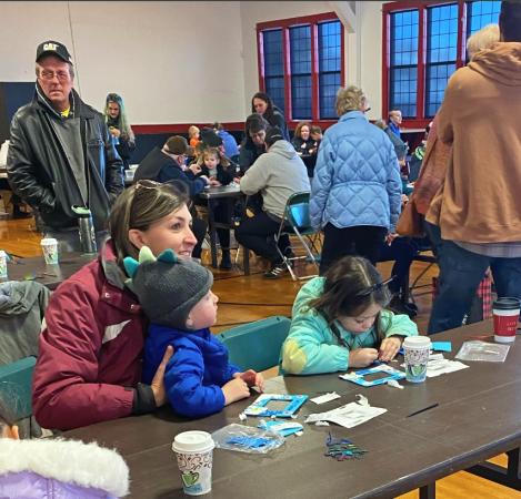 People and Kids Crafting at the Candy Cane Hunt