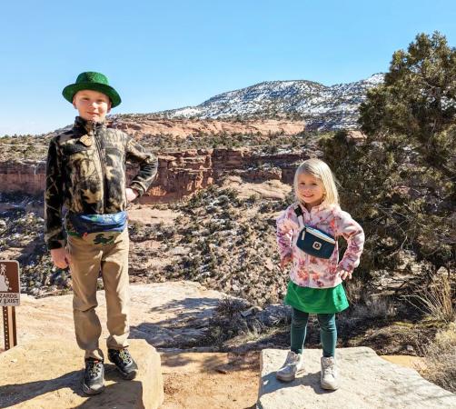 Two Kids Posing in Colorado National Monument