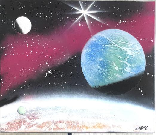 Space and Planets in Pink by Lionel Stone