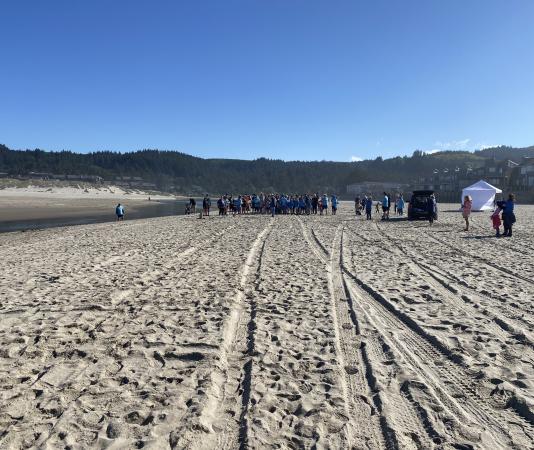 Runners at the start of the Singing Sands 5k in Cannon Beach
