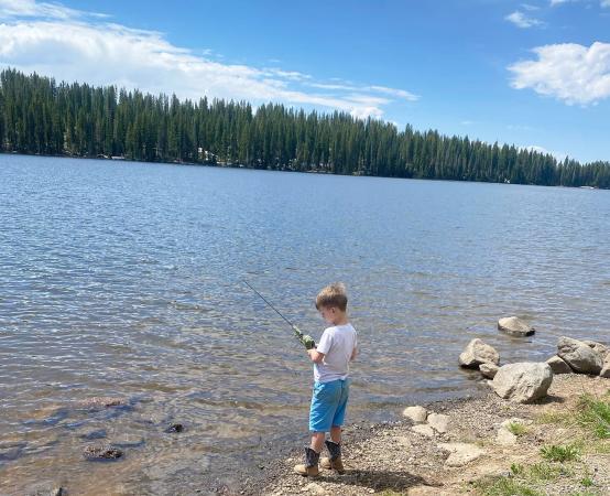 Kid with a Fishing Rod at a Grand Mesa Lake