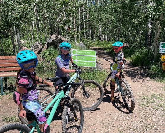 Kids mountain biking at Powderhorn Bike Park