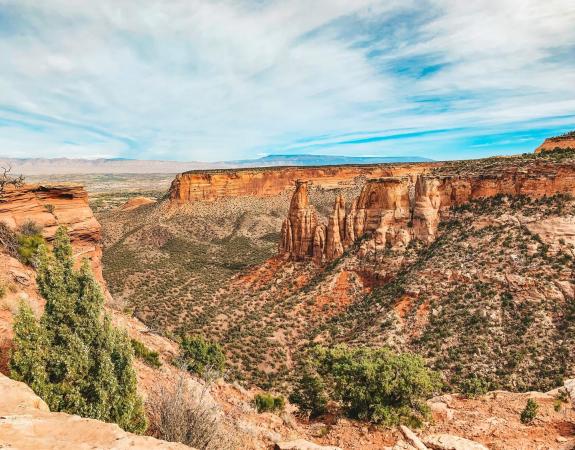 View of one of the many red-rock spires in Colorado National Monument