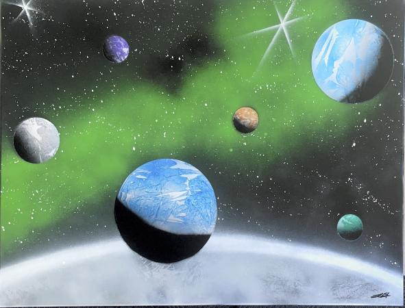 Space and Planets with Green by Lionel Stone