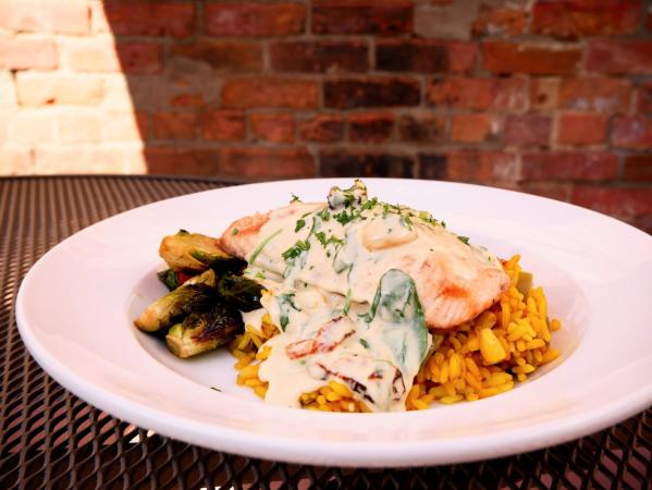 Salmon Florentine Dish at Rockslide Brew Pub