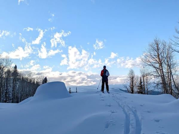Man in Snowshoes Overlooking Grand Mesa