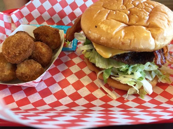 Airways Hamburgers Bacon Cheeseburger with Fried Mushrooms