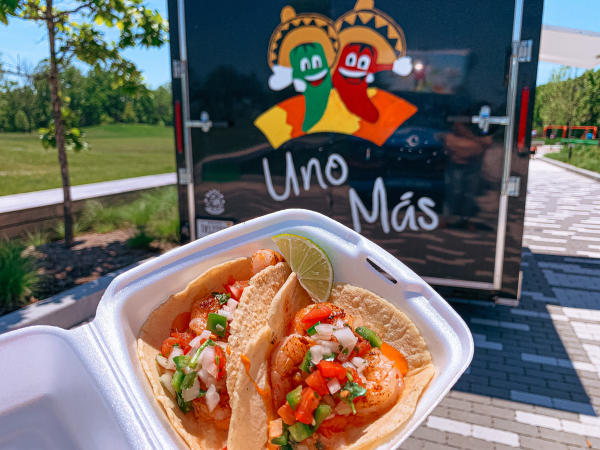 Shrimp tacos from Uno Mas Taco Truck