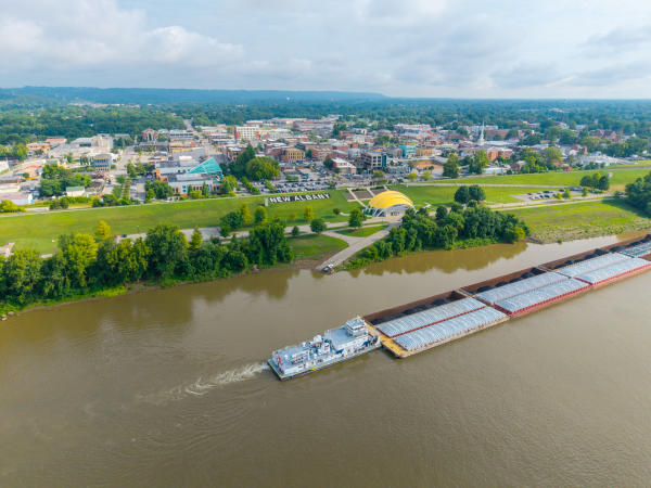 New Albany Downtown Drone Photo