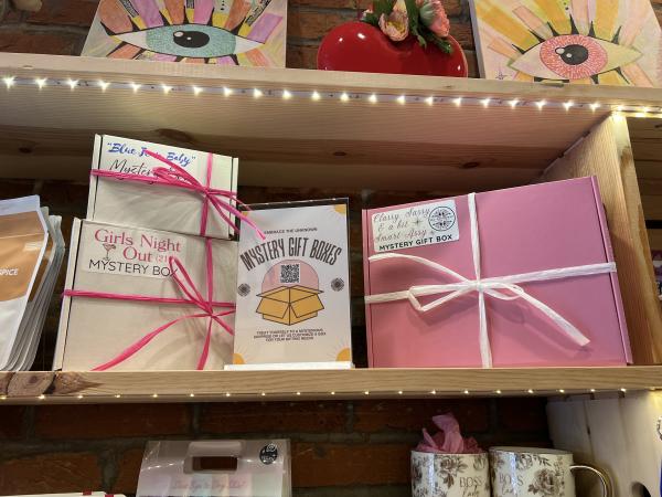Mystery gift boxes from The Wildflower in downtown New Albany, Indiana.