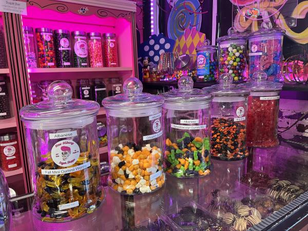 Assorted candy jars from New Albany Sugar Shoppe.