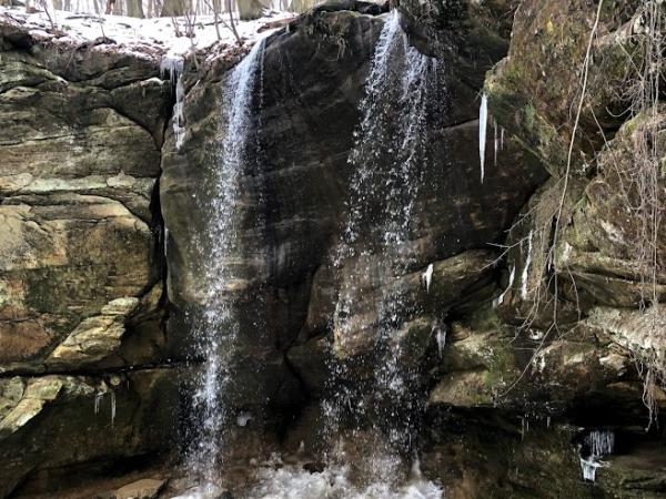 Waterfall and caves at Mohican State Park