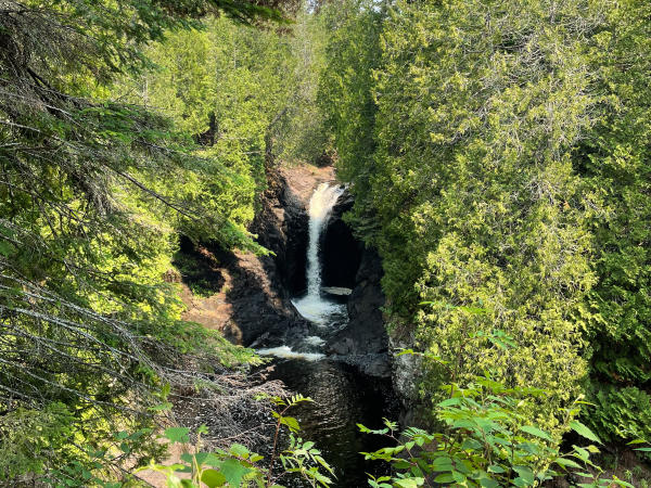 A waterfall in cascade river state park