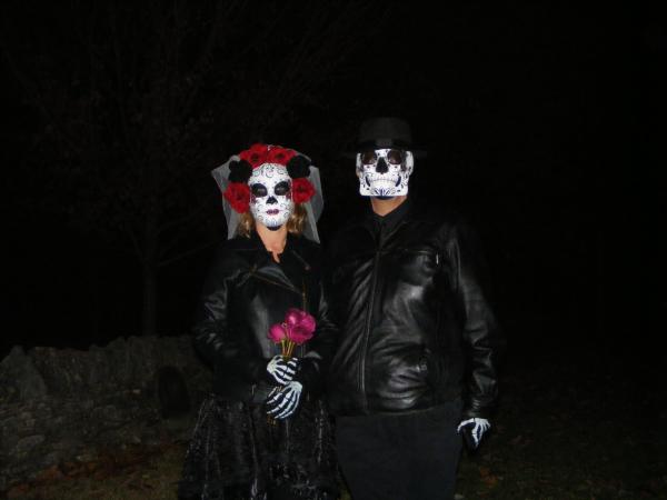 Couple dressed as sugar skulls