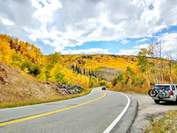View of the Grand Mesa Scenic Byway with Fall Colors