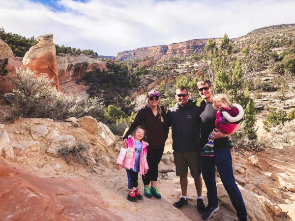 Family in Colorado National Monument on a Winter Hike