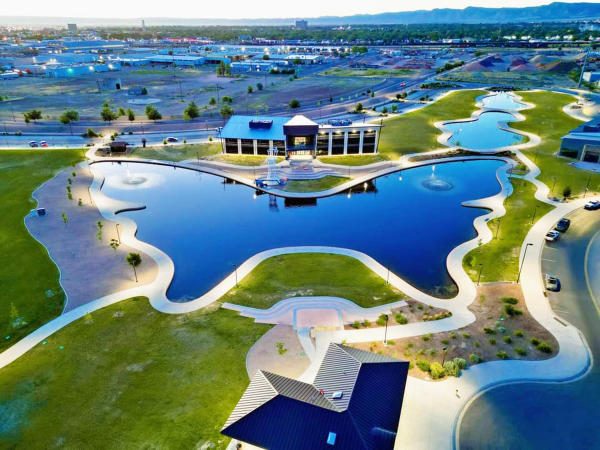 Overhead View of Butterfly Pond at Las Colonias Park