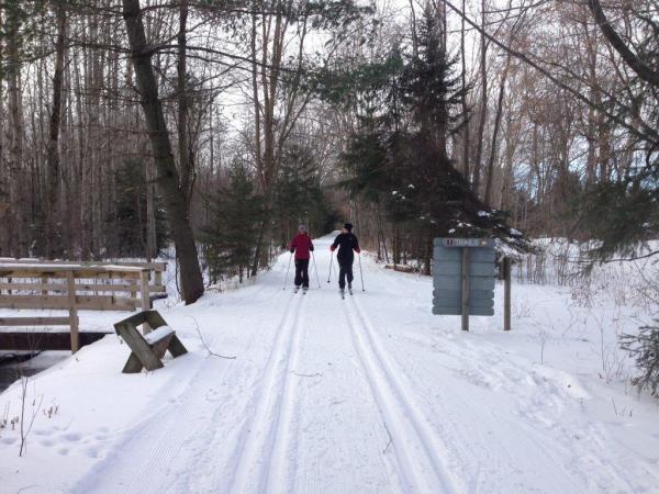 Couple Skiing at Barkhausen Waterfowl Preserve