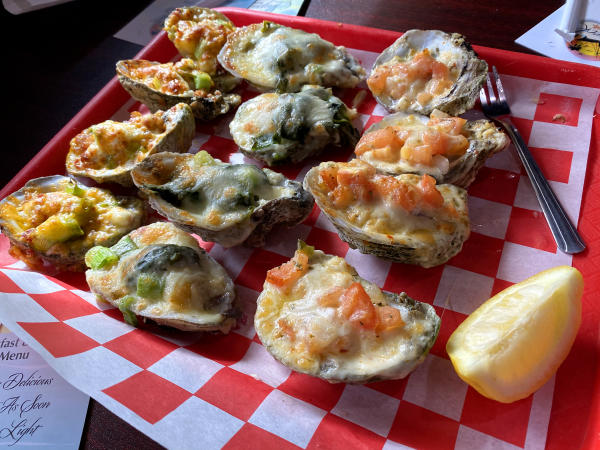 tray of baked oysters