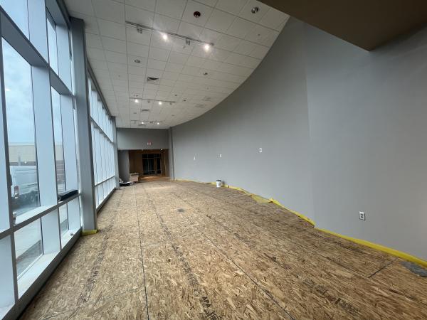 video wall and beginning of laying down the floor June 2024