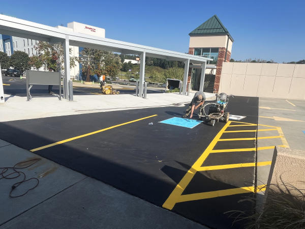 Painting New Parking Spots Hickory Metro Convention Center Expansion & Renovation