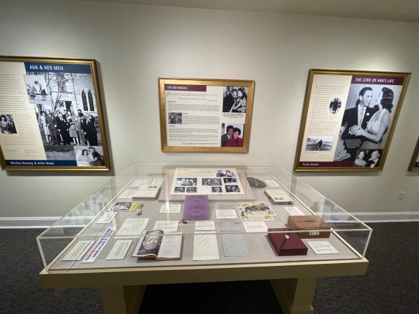 Photo of the Love and Marriage Exhibit case and wall panel