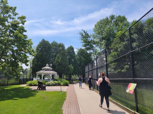 women walking on path at Manitowoc Lincoln Park Zoo