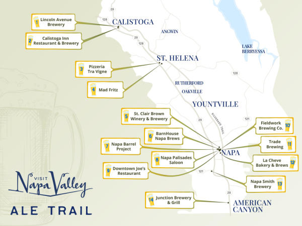 Visit Napa Valley Ale Trail Map