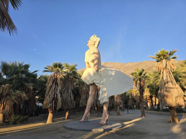 Forever Marilyn statue side view from Palm Springs downtown park.