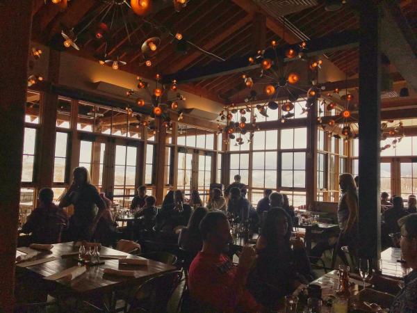 large dinning room filled with people