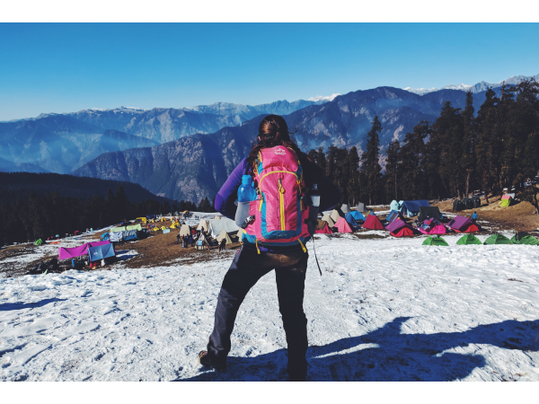 camping in the winter on the mountain