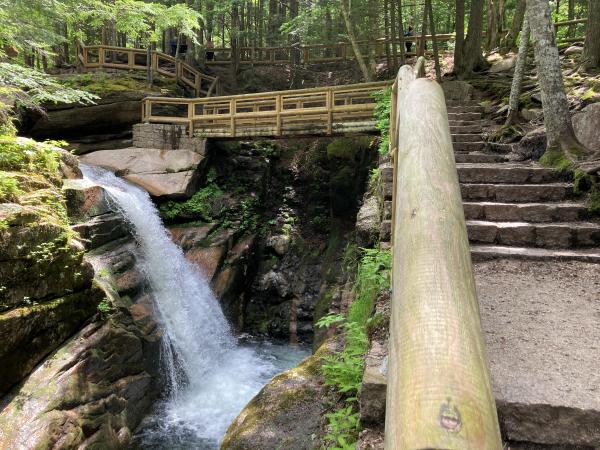 The top plunge of Sabbaday Falls along Kancamagus Highway in New Hampshire.